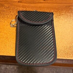 Cabela's Black Carbon-Fiber Phone Holster with Red Stitching